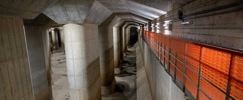 The Japanese government has built one of the world’s largest underground floodwater diversion facilities, 50 meters below the ground.